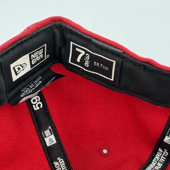 SF Giants Hat 7 3/8 Red Black 59FIFTY Fitted Big Logo New Era Cap **Flawed** - Picture 9 of 10